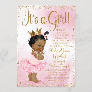 Post Baby-Shower Rosa Gold Afrikanische Prinzessin Einladung