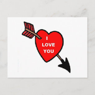 Post Card Arrow Thru Heart Red, I Liebe You Postkarte