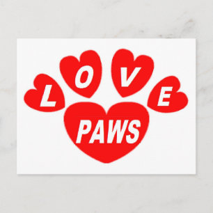 Post Card Liebe Paws Hearred Postkarte