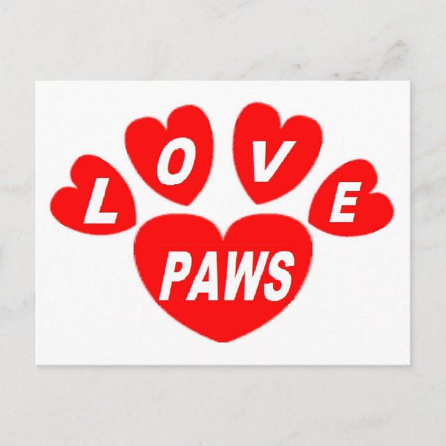 Post Card Liebe Paws Hearred Postkarte (Vorderseite)