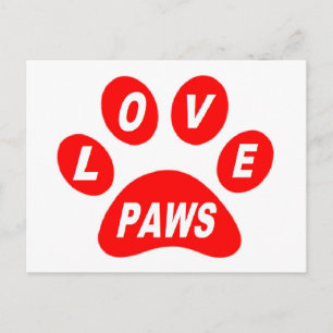 Post Card Liebe Paws Red Postkarte