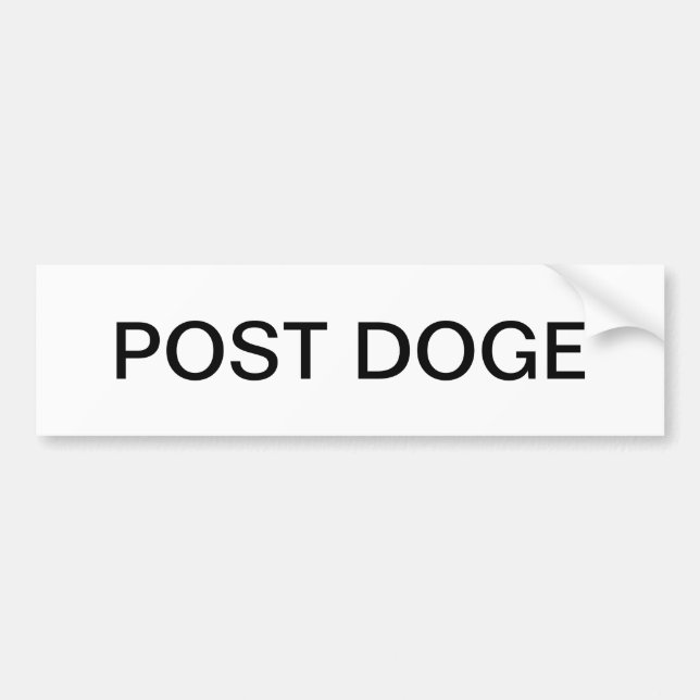POST DOGE (white/black) bumper sticker Autoaufkleber (Vorne)
