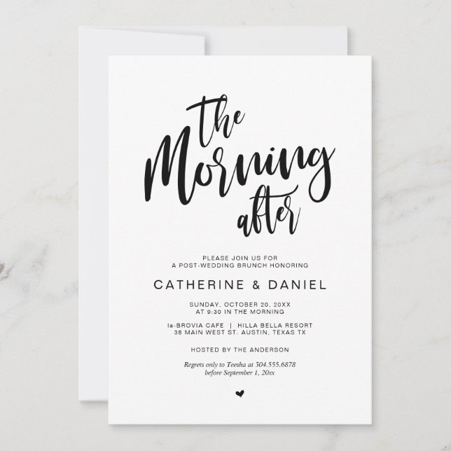 Post Hochzeit Brunch, am Morgen danach Einladung (Vorderseite)