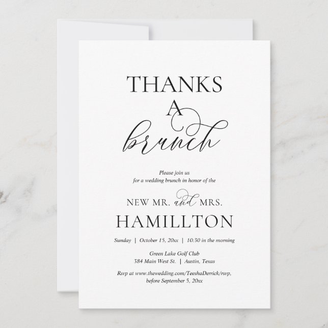 Post Hochzeit Brunch, Dank einer Brunch-Einladung Einladung (Vorderseite)
