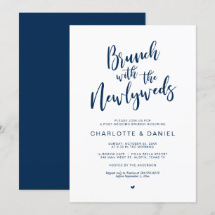 Post Hochzeit, Brunch mit den Neuvermählten, Navy  Einladung