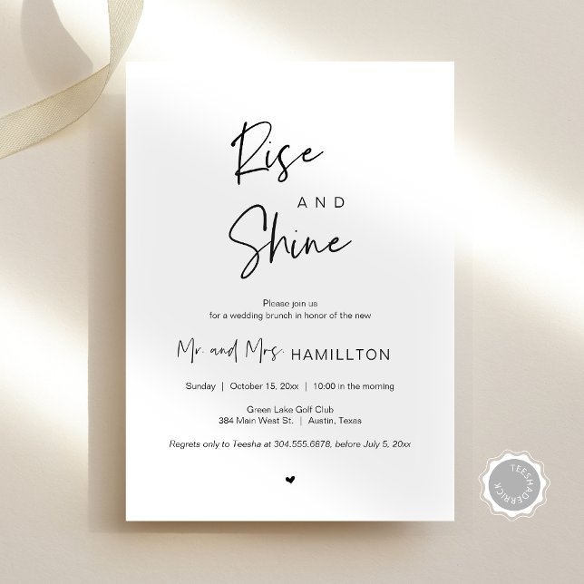 Post Hochzeit Brunch, Rise und Shine Einladung (Post wedding Brunch, Rise and Shine Celebration Invitation Card, Modern Minimal Theme, Newlyweds)