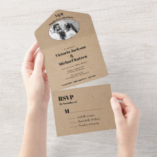 Post Hochzeit Minimalistische Elopement-Foto Alles All In One Einladung