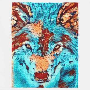 Post-Impressionismus Wild Wolf Spirituelle Kunst Fleecedecke