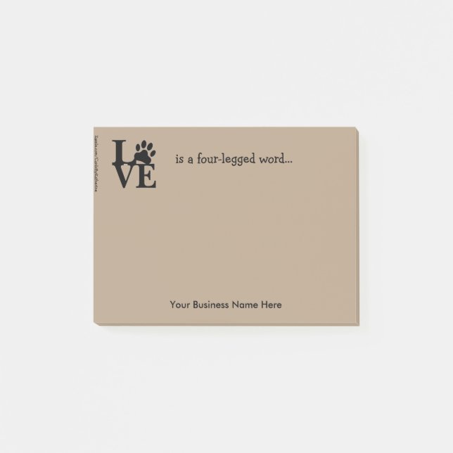 Post-It Anmerkungen-PawPrint "Liebe ist. " Post-it Klebezettel (Vorderseite)