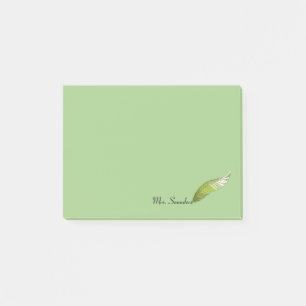 Post-it Notepad - Green Feather Pen Klebezettel