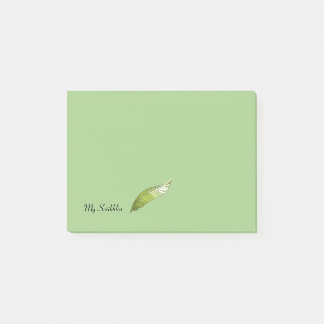 Post-it Notepad - Green Feather Pen Klebezettel (Vorderseite)