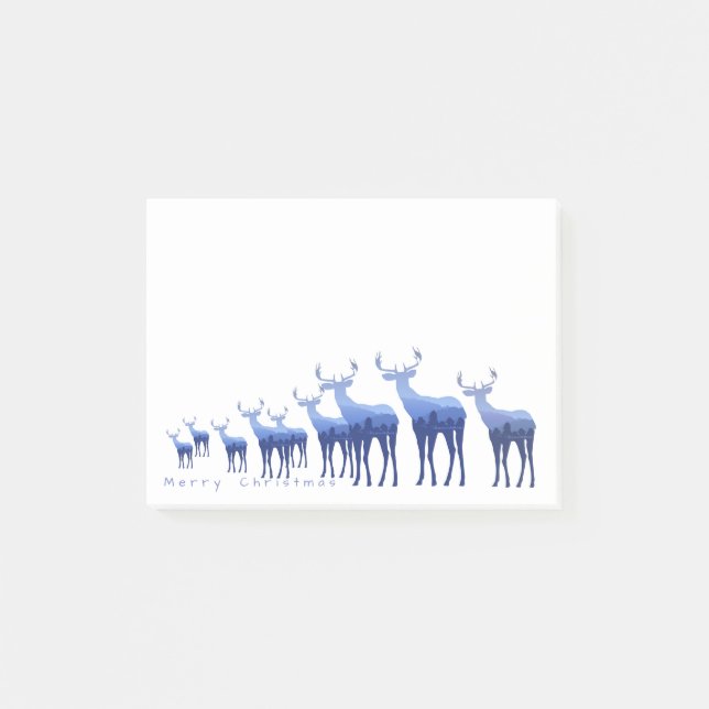 Post-it-Notes-Blue Deer Frohe Weihnachten Post-it Klebezettel (Vorderseite)