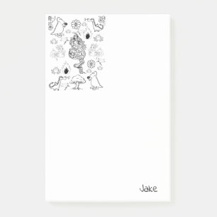 Post-it Notes Färbung Drachen Klebezettel