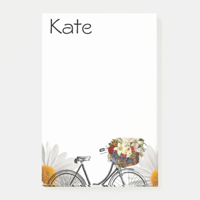 Post-it Notes Floral Fahrrad Klebezettel (Vorderseite)