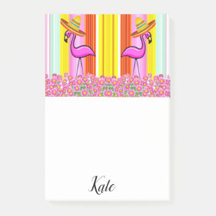 Post-it Notes Florale Flamingo Streifen Klebezettel