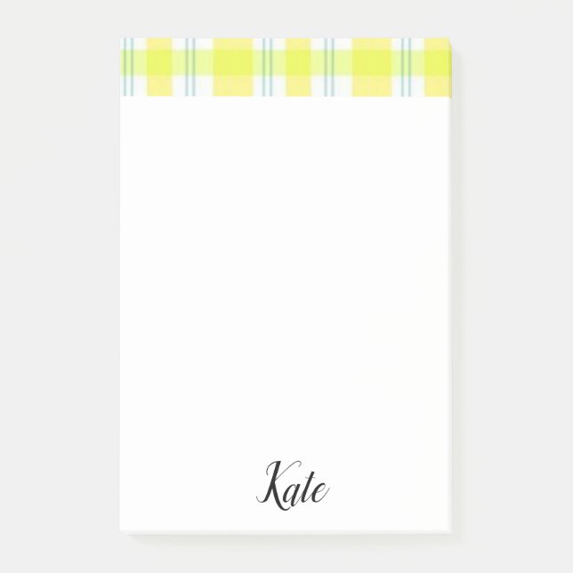 Post-it Notes Gelb Kariert Klebezettel (Vorderseite)