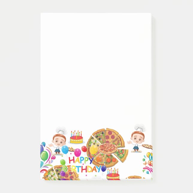Post-it Notes Happy Birthday Pizza Post-it Klebezettel (Vorderseite)
