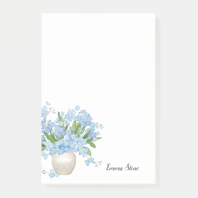 Post-it-Notes-Individuelle Name mit Blume Post-it Klebezettel (Vorderseite)