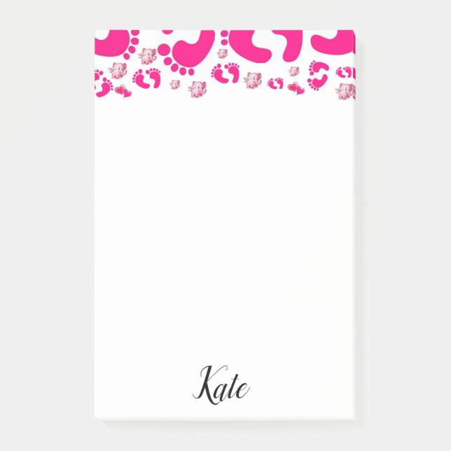 Post-it Notes Pink Baby Feet Girl Elephant Post-it Klebezettel (Vorderseite)