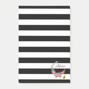 Post-it Notes Schwarz Streifen Hummel Blumen Klebezettel