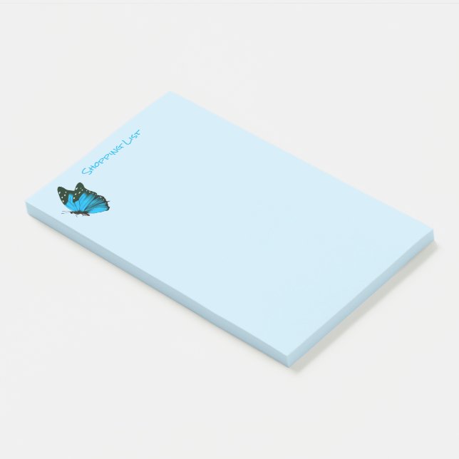 Post it Notes Shopping List Blue Butterfly Post-it Klebezettel (angewinkelt)