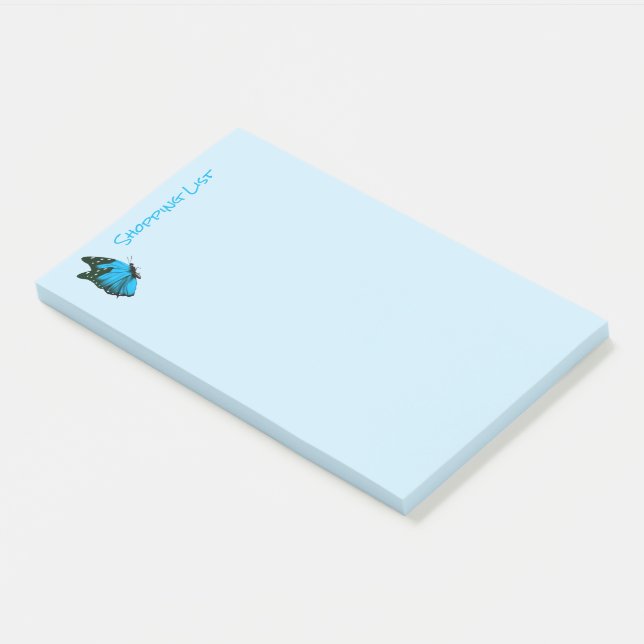 Post it Notes Shopping List Blue Butterfly Post-it Klebezettel (angewinkelt)
