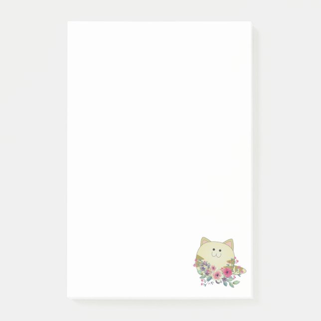 Post-it Notes Whimsical Cat Floral Klebezettel (Vorderseite)