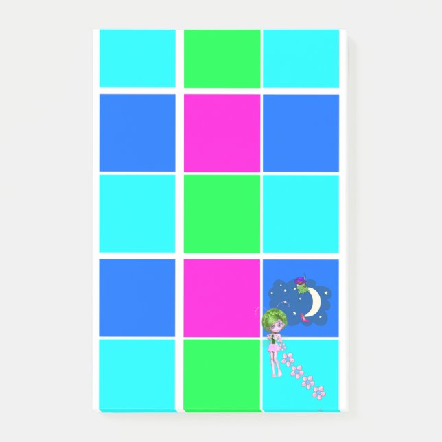 Post-it-Notizen Fairy Pink Blue Squares Post-it Klebezettel (Vorderseite)