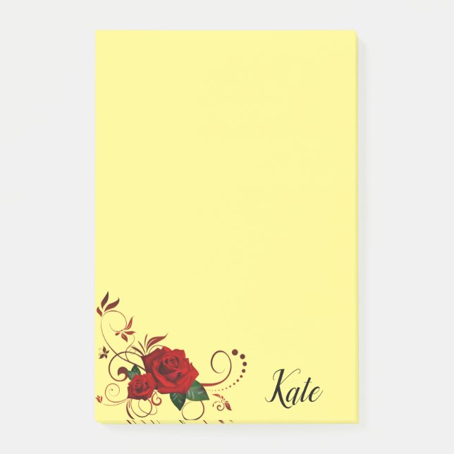 Post-it Notizen Gelb Rot Rose (Vorderseite)