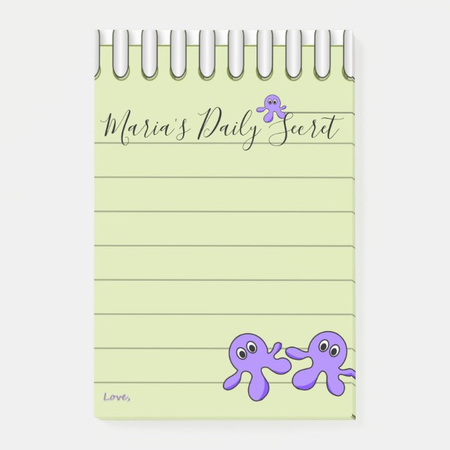 Post-it Zettel Lila Oktopus Klebezettel (Vorderseite)
