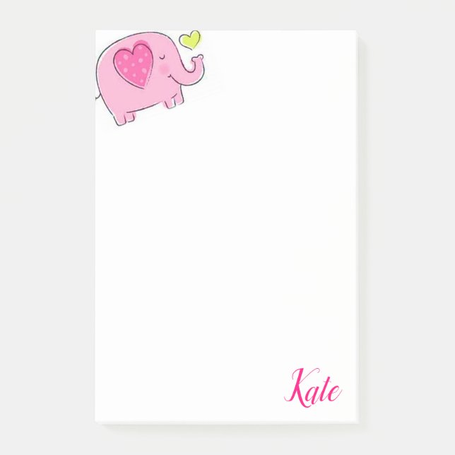 Post-it Zettel Rosa Elefant Klebezettel (Vorderseite)