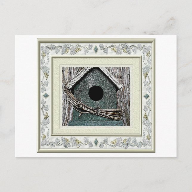 Post-Karte des Vogelhauses. Neue Zuhause, Wir sind Ankündigungspostkarte (Vorderseite)
