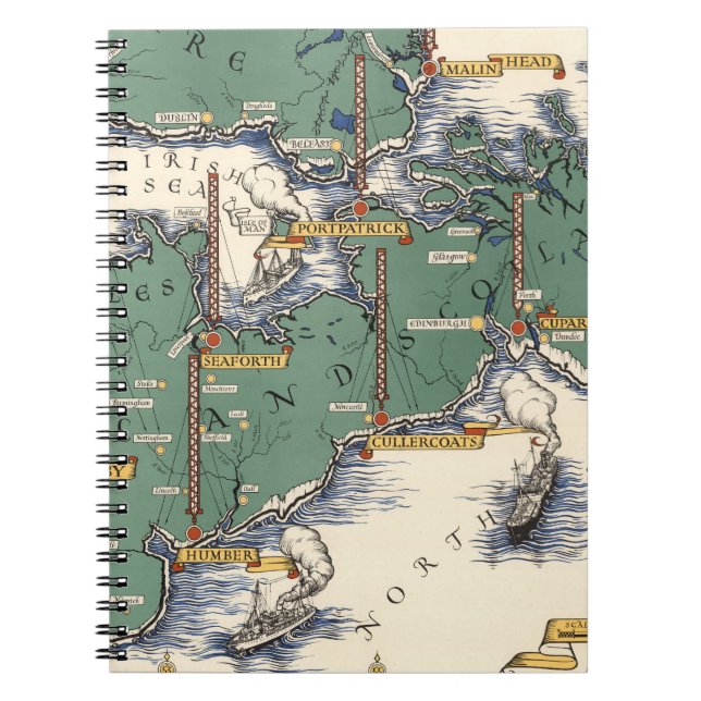 Post Office Wireless Stations Map, Großbritannien Notizblock (Vorderseite)