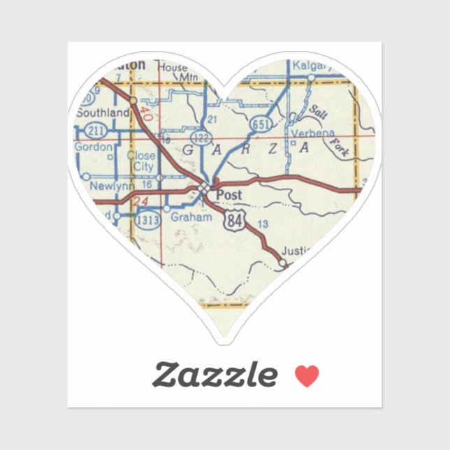 Post Texas Vintag Map Aufkleber (Blatt)