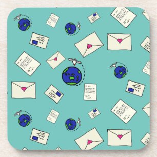 Post Um Die Welt Getränkeuntersetzer