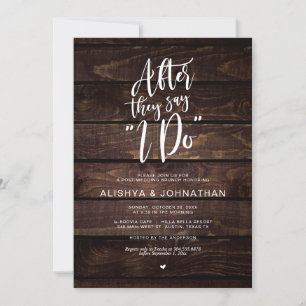 Post Wedding Brunch, rustikales Dark Wood Script Einladung