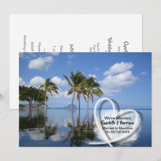 Post Wedding Reception Party Verheiratet in Maurit Einladung (Vorne/Hinten)