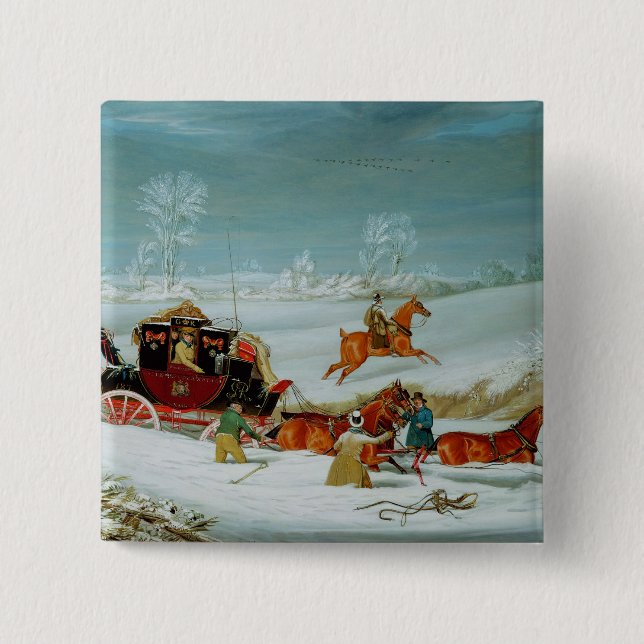 Post-Zug im Schnee Button (Vorderseite)