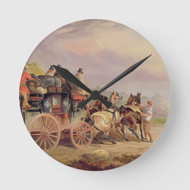 Post-Züge auf der Straße: Das "Quecksilber" Devonp Runde Wanduhr (Vorderseite)