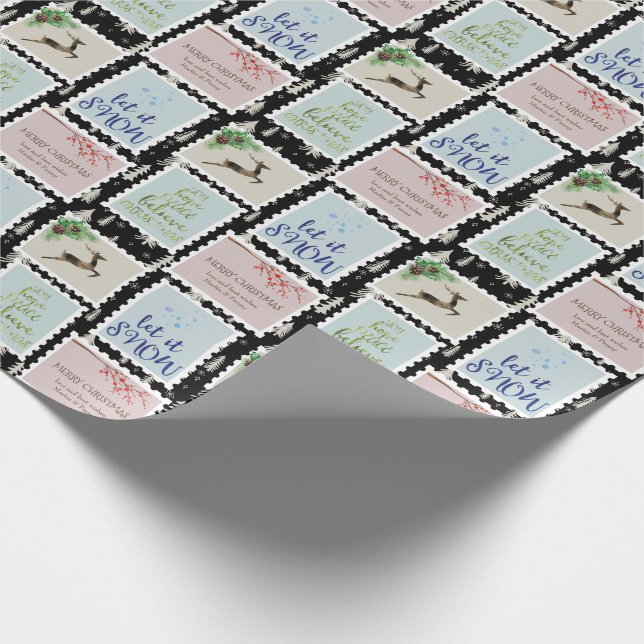 Postage-Briefmarke Personalisierter Weihnachtsbaum Geschenkpapier (Ecke)