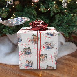 Postage Briefmarke Weihnachten Custom Foto Collage Geschenkpapier