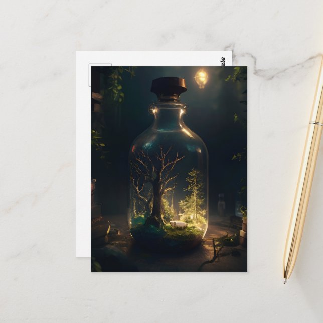 Postal Bosque enbotellado Postkarte (Vorderseite/Rückseite Beispiel)