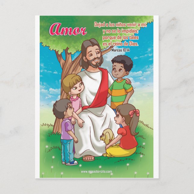 Postal Cristiana - Jesús y los niños Postkarte (Vorderseite)