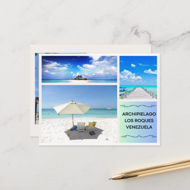 POSTAL DE ARCHIPIELAGO LOS ROQUES POSTKARTE (Vorderseite/Rückseite Beispiel)