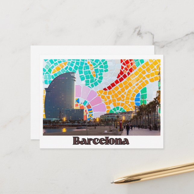 Postal de Barcelona Hotel Vela y Gaudi Postkarte (Vorderseite/Rückseite Beispiel)