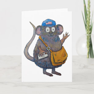 Postal Post Mail Carrier Postman Thank You Mouse Karte