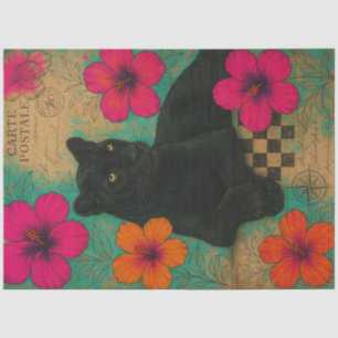 Postale Panther - Tropisch-gotische Dekoupage Seidenpapier