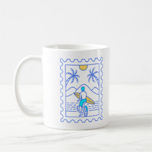 Postalische Sommersurfing-Briefmarke 1 Kaffeetasse