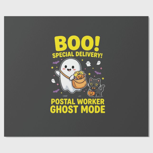 Postangestellter Geist Modus Halloween Design_1 Geschenkpapier (Flach)