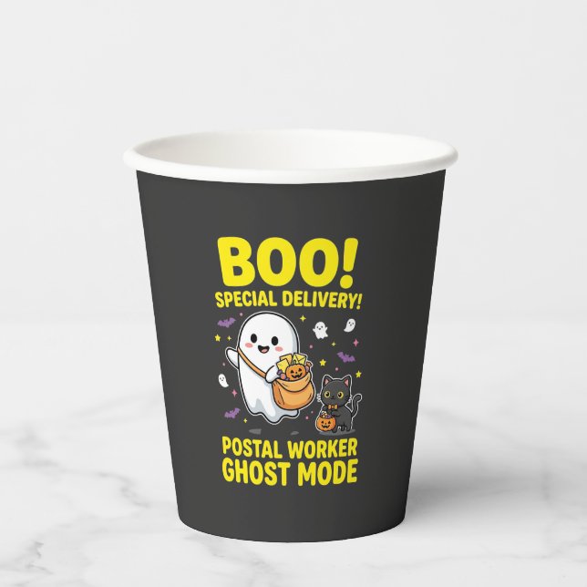 Postangestellter Geist Modus Halloween Design_1 Pappbecher (Vorderseite)